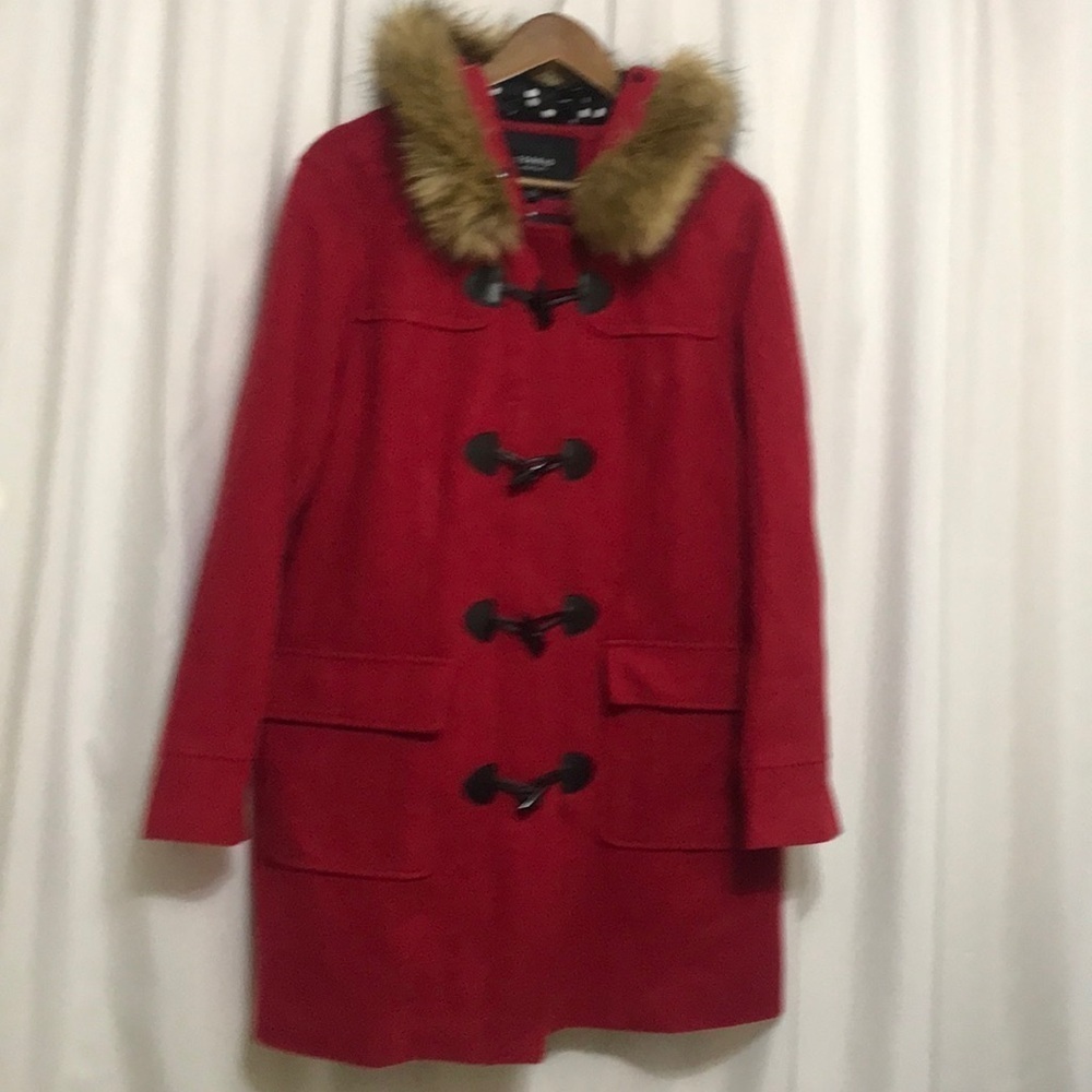 Torrid Red Toggle Coat with Faux Fur Hood 2X - Picture 3 of 12